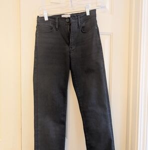 FRAME Le High 'N' Tight Straight Leg Jeans Raw Hem (Blackthorn) in a size 24